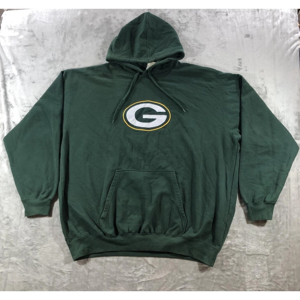vtg Green Bay Packers Hoodie Sweatshirt Mens XL Green NFL Football Team Apparel